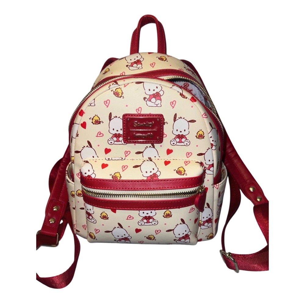 Loungefly Sanrio Pochacco Hearts Mini Backpack Cream Red Faux Leather Bag